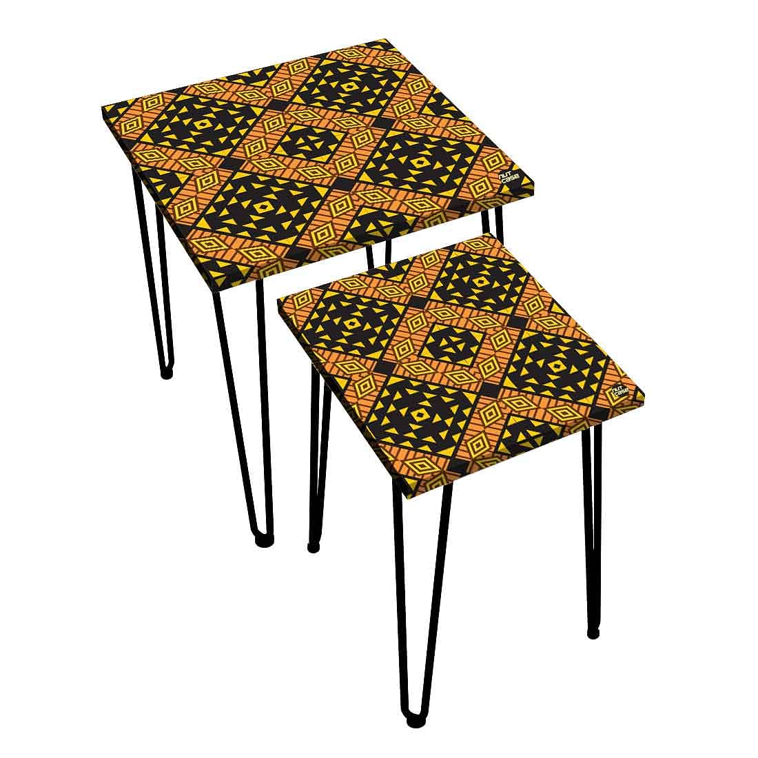 Square Nesting Coffee Table Set of 2 - Diamond Ethnic Nutcase