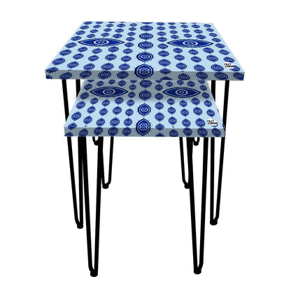 Nesting Table Set of 2 for Living Room Outdoors Patio - Evil Eye Protector Nutcase