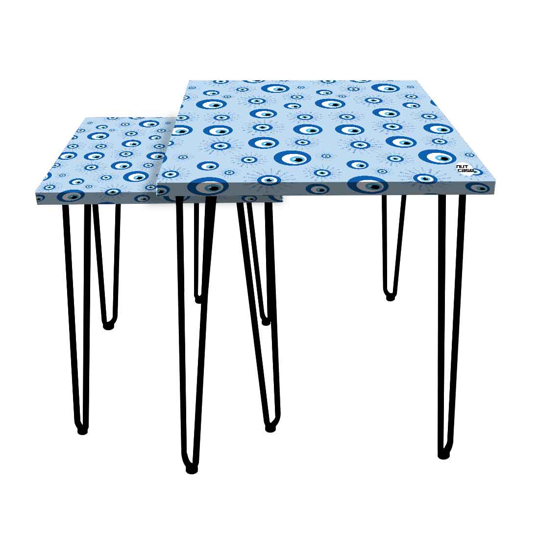 Nesting Table Set of 2 for Living Room Outdoors Patio - Evil Eye Protector Nutcase