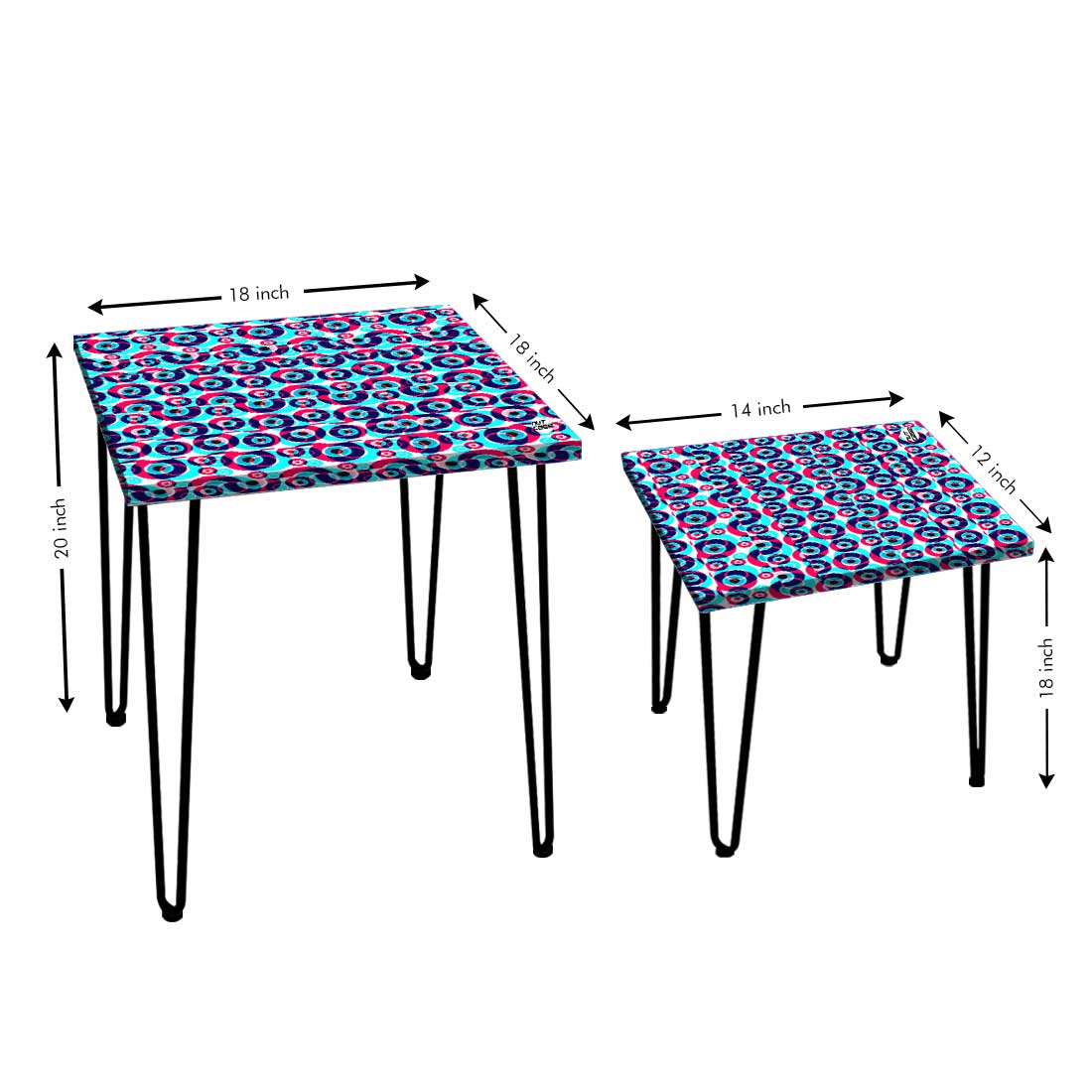Nesting Tables Set Of 2 Nest of Table for Home Decor - Evil Eye Protector Nutcase