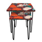 Set of 2 Designer Nest of Tables End Tables for Bedroom - Orange Flower Nutcase