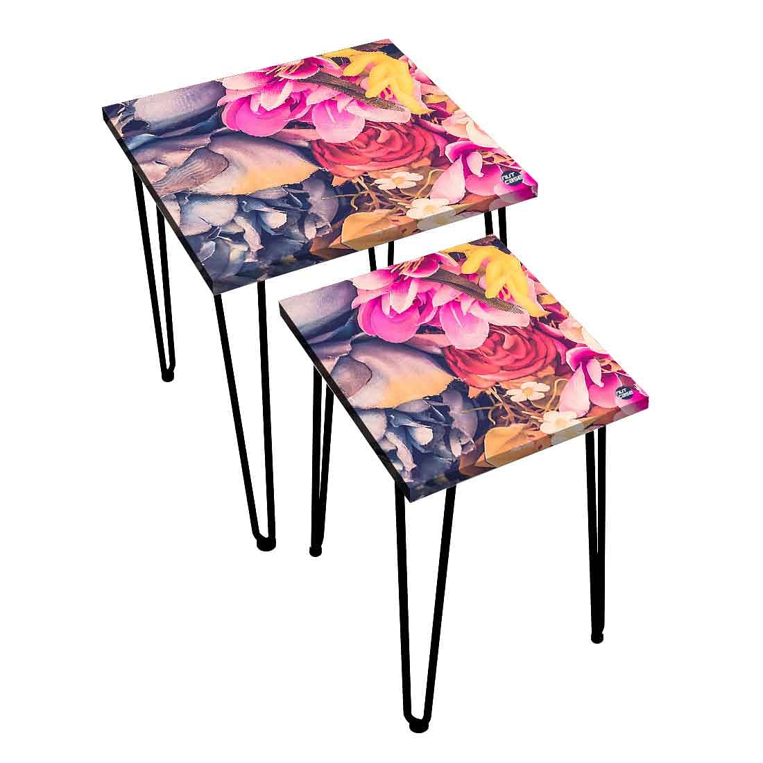 Nesting Side Table Set of 2 in a Floral Design Online in India Nutcase