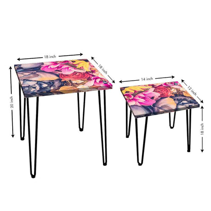 Nesting Side Table Set of 2 in a Floral Design Online in India Nutcase