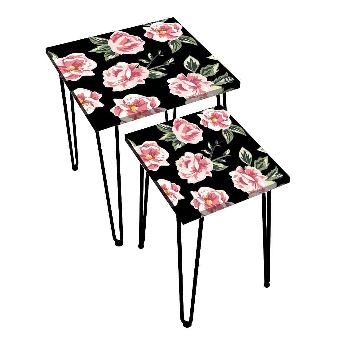 Nesting Coffee Tables for Living Room set of 2 -   Pink Rose Nutcase