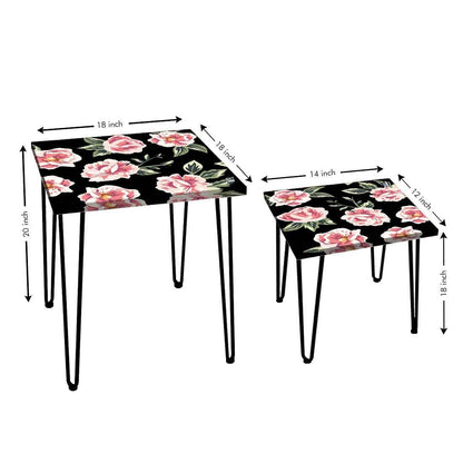 Nesting Coffee Tables for Living Room set of 2 -   Pink Rose Nutcase