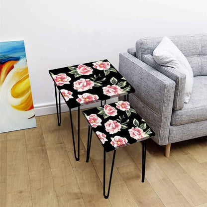 Nesting Coffee Tables for Living Room set of 2 -   Pink Rose Nutcase