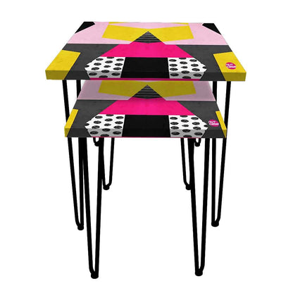 Nesting Table Set of 2 for Bedroom Balcony Stacking Tables - Designer Art Nutcase