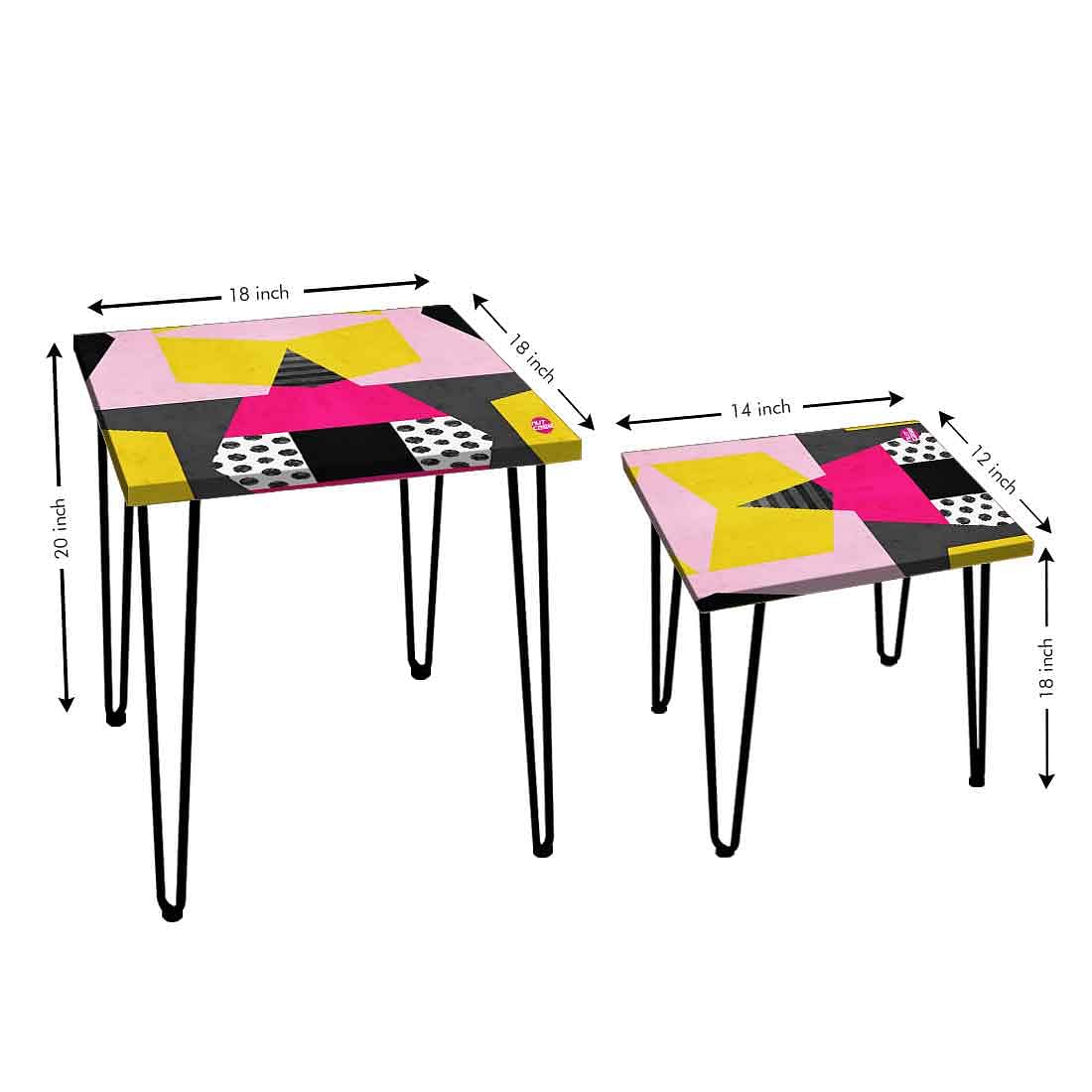 Nesting Table Set of 2 for Bedroom Balcony Stacking Tables - Designer Art Nutcase
