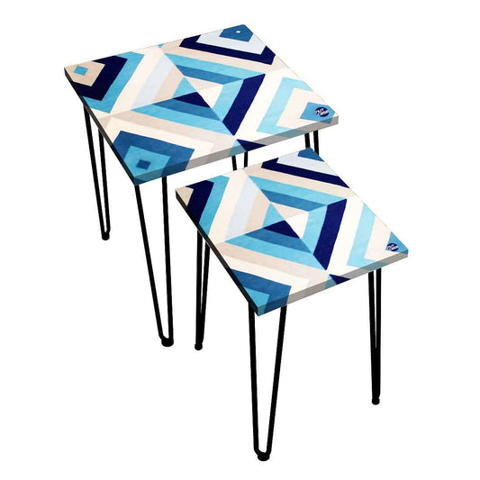 Nesting Tables Set Of 2 ,  Nest Of Tables For Living Room -   Blue Diamond Nutcase