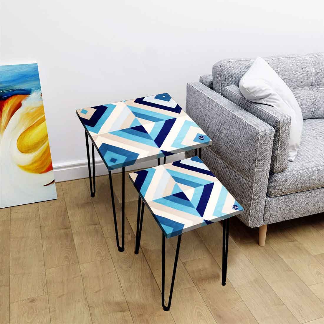 Nesting Tables Set Of 2 ,  Nest Of Tables For Living Room -   Blue Diamond Nutcase