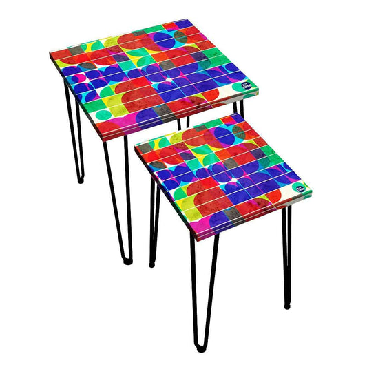 Nesting Table Set of 2 for Living Room Stacking Tables - Beautiful Pattern Nutcase