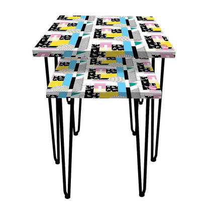 Modern 2 Nesting Coffee Table for Living Room Decor - Box Pattern Nutcase