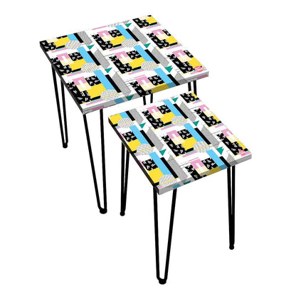 Modern 2 Nesting Coffee Table for Living Room Decor - Box Pattern Nutcase