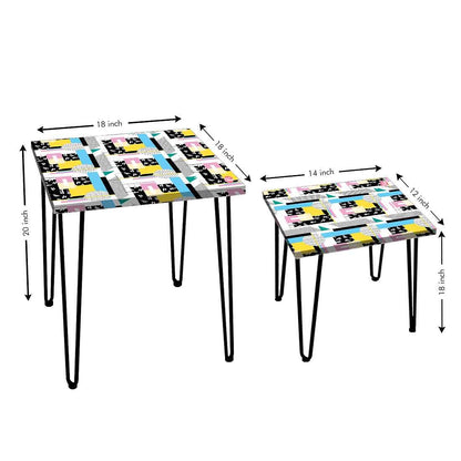 Modern 2 Nesting Coffee Table for Living Room Decor - Box Pattern Nutcase