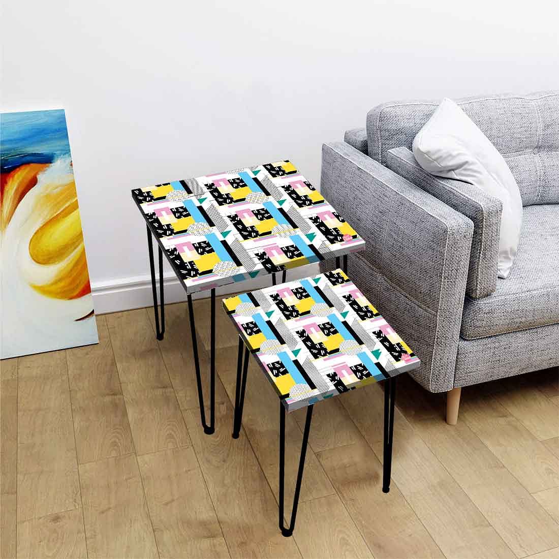 Modern 2 Nesting Coffee Table for Living Room Decor - Box Pattern Nutcase