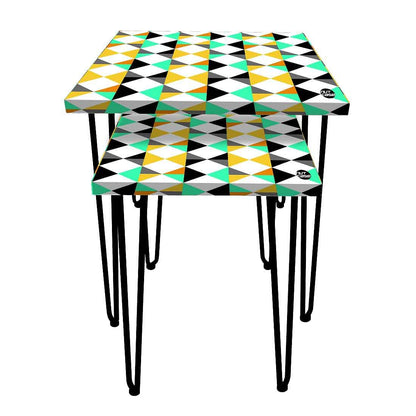 Designer Nesting Tables for Home & Office Set of 2 - Colorful Diamond Nutcase