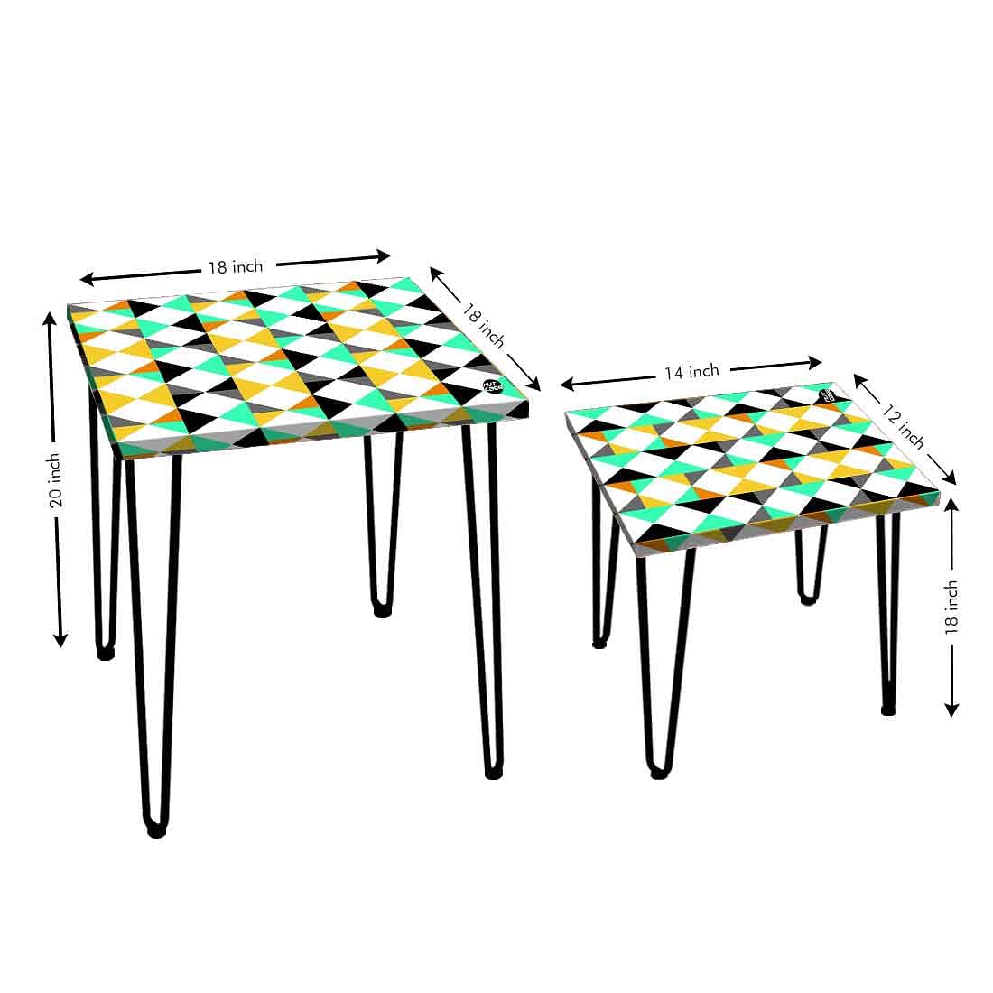Designer Nesting Tables for Home & Office Set of 2 - Colorful Diamond Nutcase