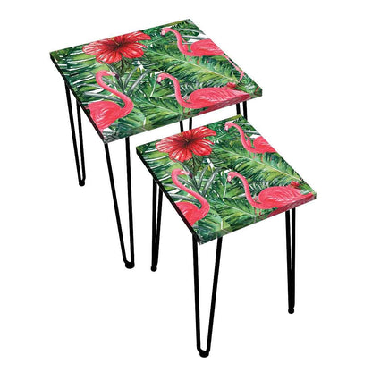 Designer Nest of 2 Tables for Living Room Side Coffee Table - Flamingo Nutcase