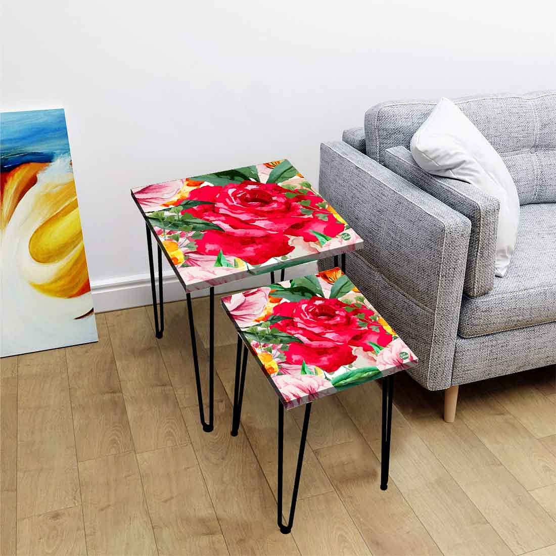 Modern Nest of 2 Coffee Tables for Living Room Bedroom - Rose Nutcase