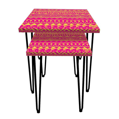 Coffee Table Nest of Tables for Home & Bedroom Set 2 - Pink Patterns Nutcase