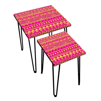 Coffee Table Nest of Tables for Home & Bedroom Set 2 - Pink Patterns Nutcase