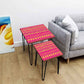 Coffee Table Nest of Tables for Home & Bedroom Set 2 - Pink Patterns Nutcase