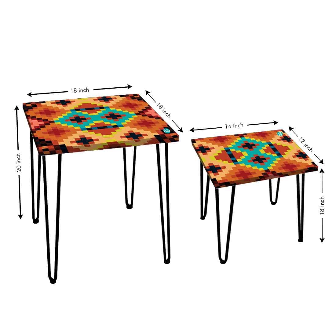 Designer End Nesting Tables for Living Room Set of 2 - Diamonds Nutcase
