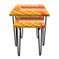 Nesting Tables Set of 2 for Home & Office Coffee Stand - Yellow Pattern Nutcase