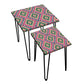 Designer Nesting Tables for Sofa Side Table House Set of 2 - Indian Ethnic  Pink Nutcase