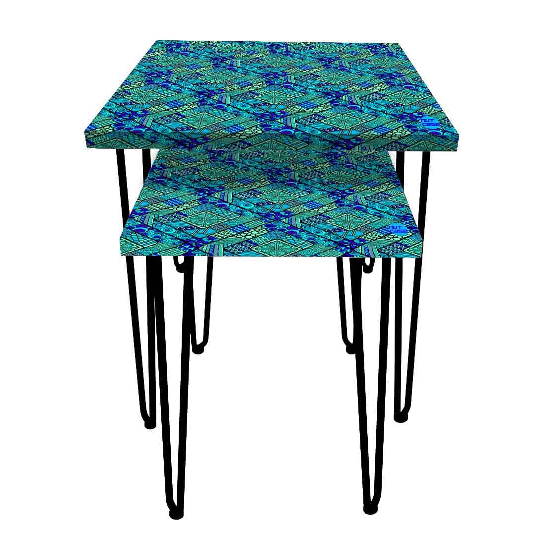 Nesting Table Set of 2 for Side End Tables Home - Indian Ethnic Nutcase