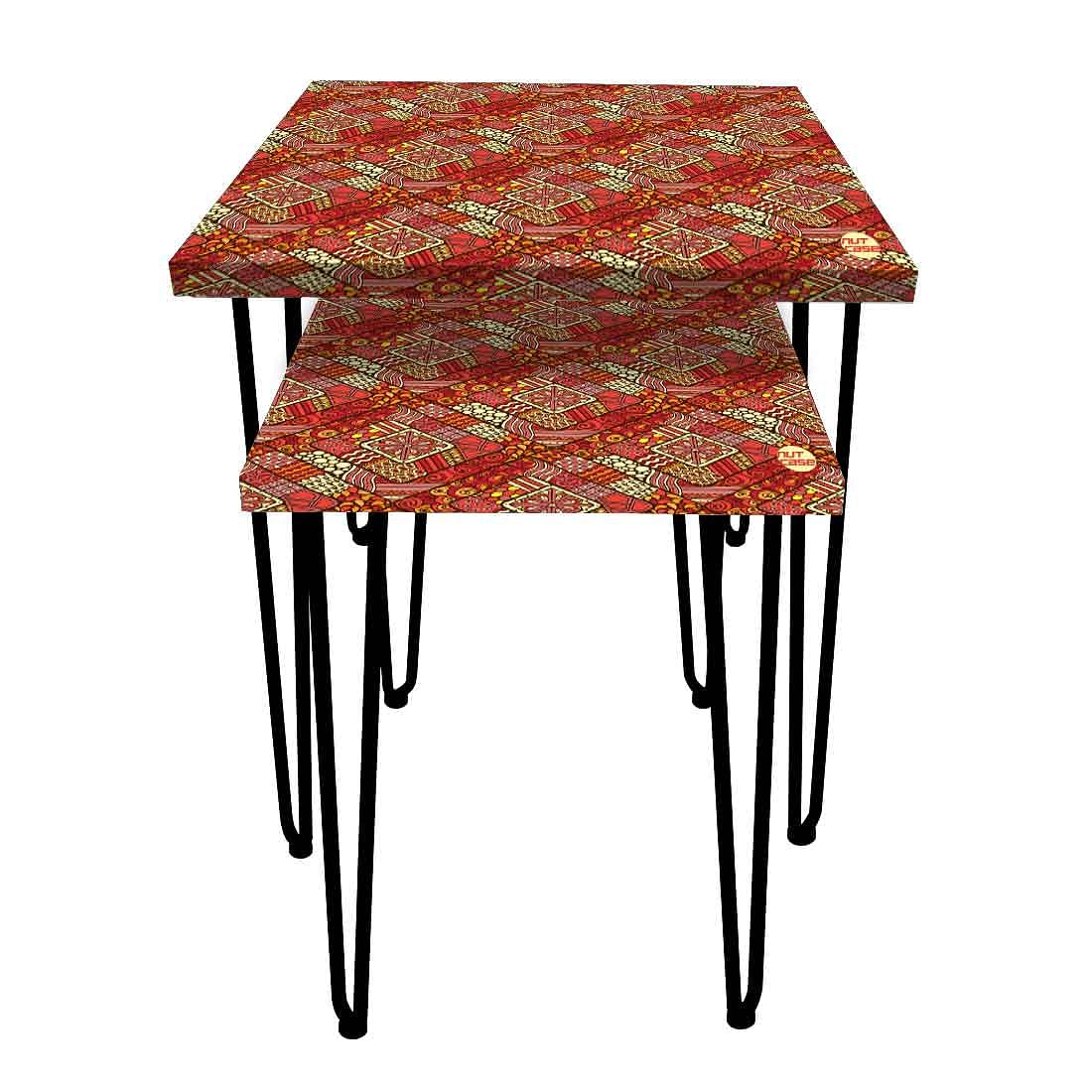 Designer Nesting Tables Tea & Coffee End Table for Living Room - Indian Ethnic Nutcase