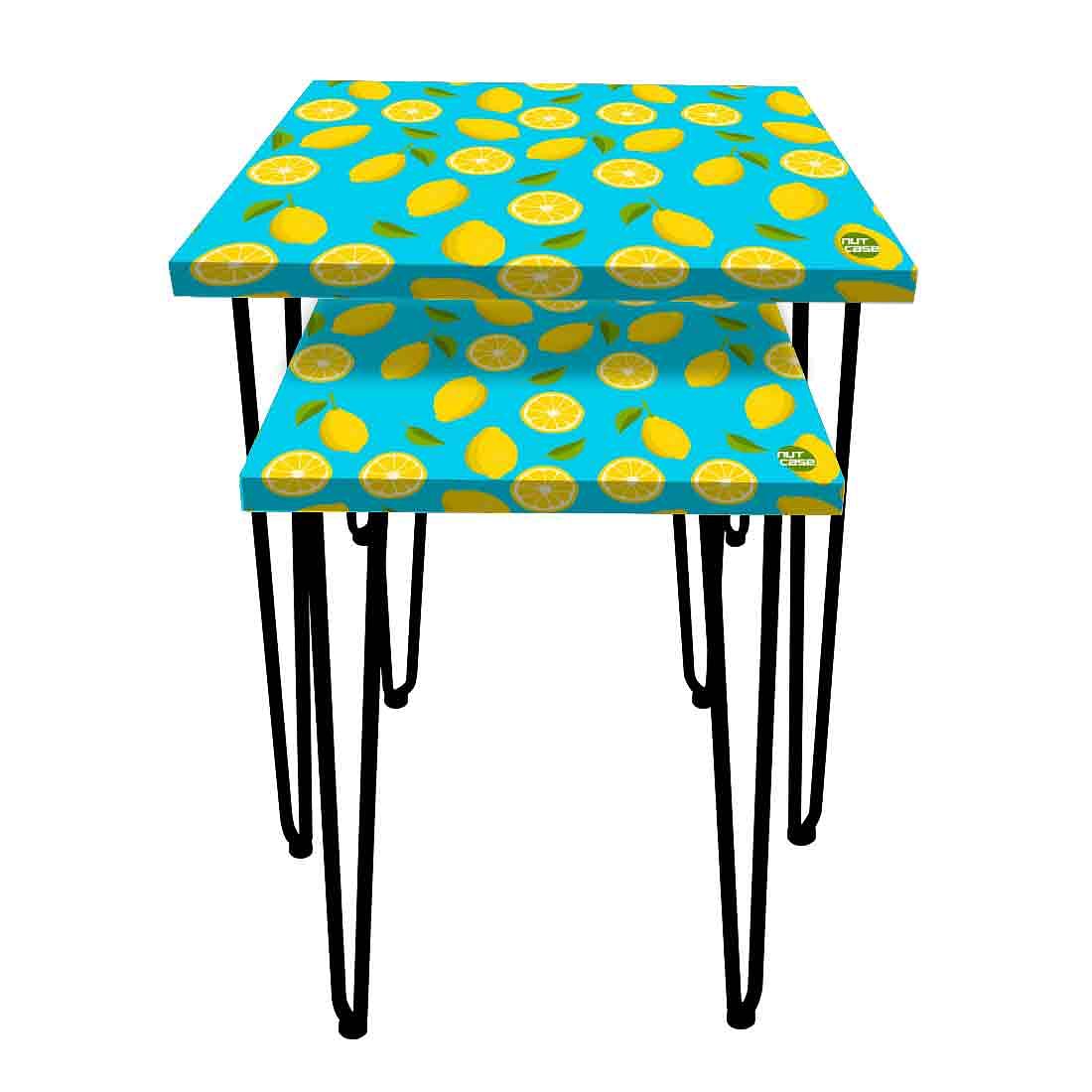 Nesting Tables Set of 2 Stacking Coffee Table for Living Room & Office - Lime Lemon Nutcase