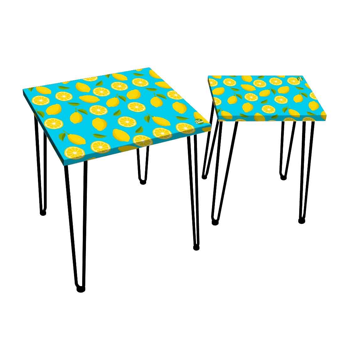 Nesting Tables Set of 2 Stacking Coffee Table for Living Room & Office - Lime Lemon Nutcase