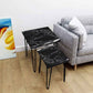 Marble Nest of Tables Set of 2 Nesting Table for Living Room-Black Nutcase