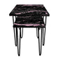 Cool Marble Nesting Side Tables for Home Kitchen Set of 2 - Pink & Black Nutcase
