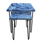 Nesting Coffee Tables Marble for Living Room Decor Set of 2- Bllue Nutcase