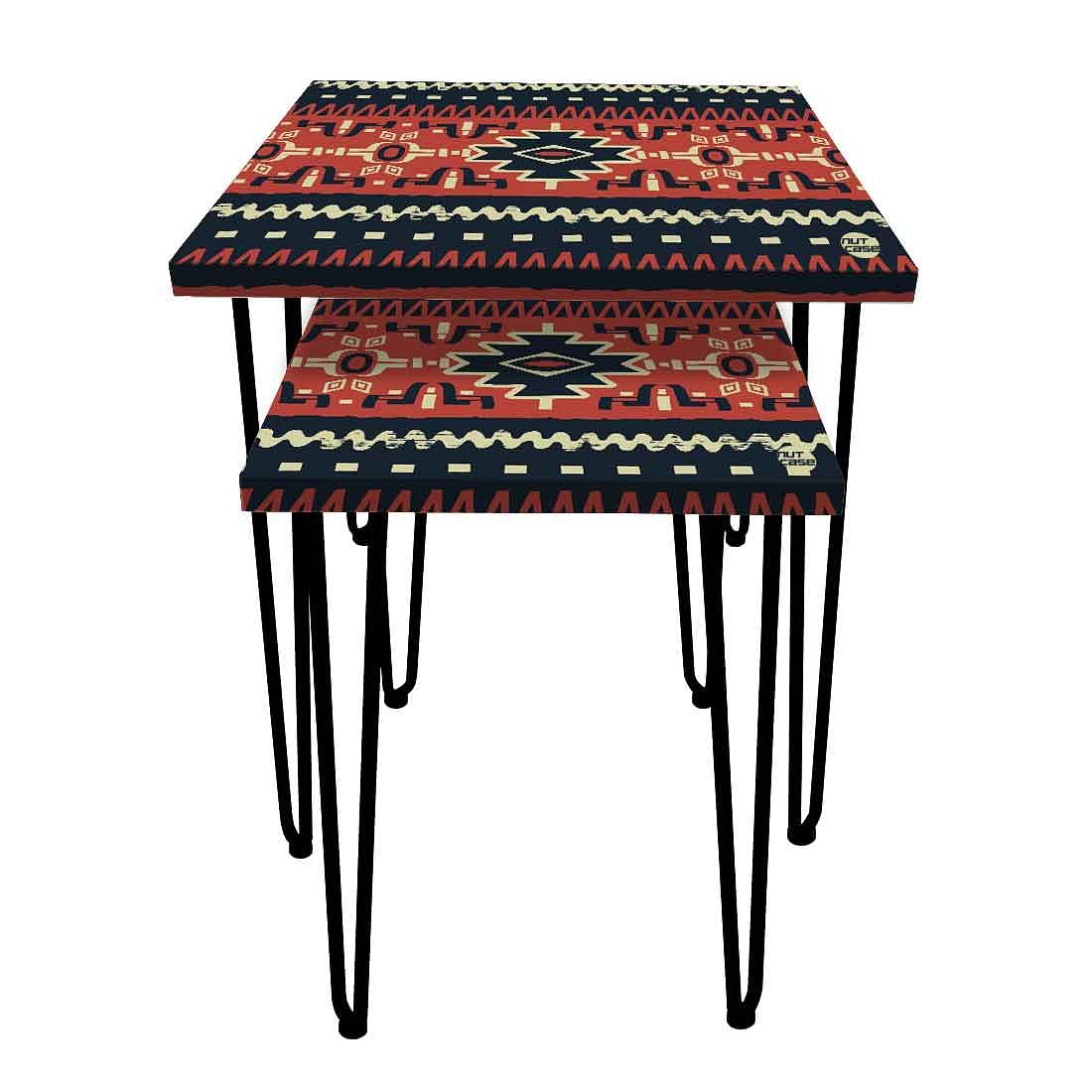 Nesting Tables Set of 2 for Living Room Home Decor - Mexican Pattern Nutcase