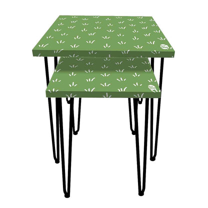 Nesting Tables 2 for Tea & Coffee Stool Home Balcony Decor - Green Grass Nutcase