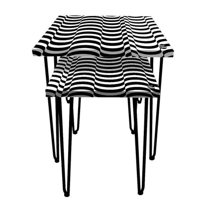 Nest of Table Set of 2 for Office & Balcony Side Stool - Waves Nutcase