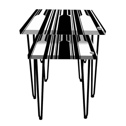 Nesting Table Modern Coffee Tea for Living Room & Balcony - Black White Pattern Nutcase