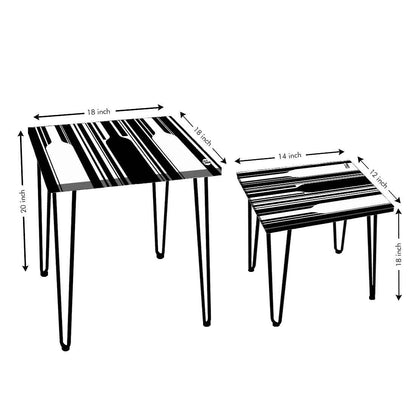 Nesting Table Modern Coffee Tea for Living Room & Balcony - Black White Pattern Nutcase