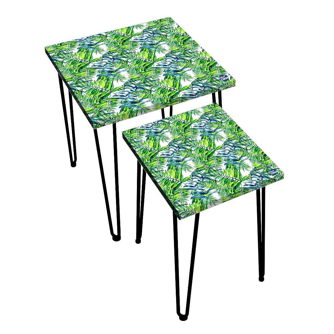 Nesting Tables Set Of 2 ,  Nest Of Tables For Living Room -   Green Leaf Nutcase