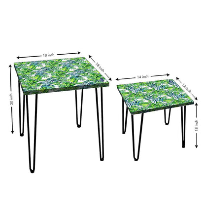 Nesting Tables Set Of 2 ,  Nest Of Tables For Living Room -   Green Leaf Nutcase