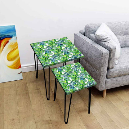 Nesting Tables Set Of 2 ,  Nest Of Tables For Living Room -   Green Leaf Nutcase