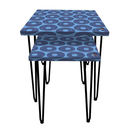 Nest of Side Tables for Living Room Decor Set of 2 - Retro Pattern Nutcase