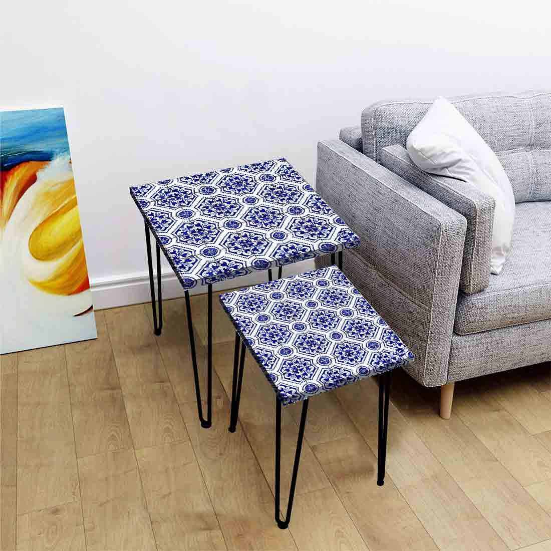Designer Coffee Table Nesting Set of 2 Nest Of Tables for Living Room - Spanish Design Nutcase