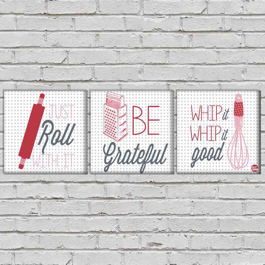 Wall Art Decor Hanging Panels Set Of 3 -Just Roll Be Grateful Nutcase
