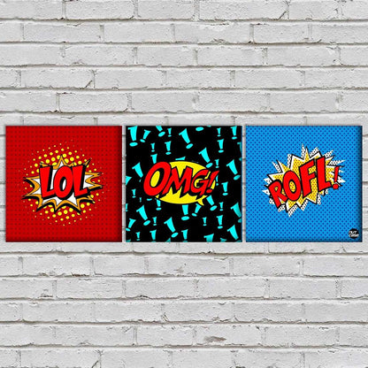 Wall Art Decor Hanging Panels Set Of 3 -Comic LOL Nutcase