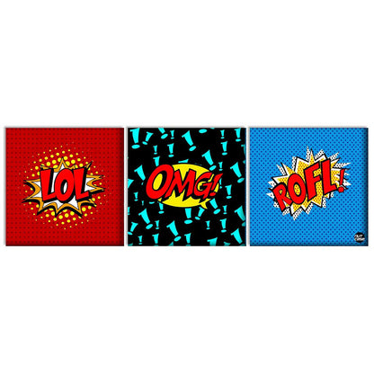 Wall Art Decor Hanging Panels Set Of 3 -Comic LOL Nutcase