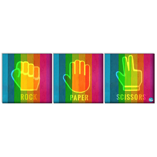Wall Art Decor Hanging Panels Set Of 3 -Rock Paper Scissors Nutcase